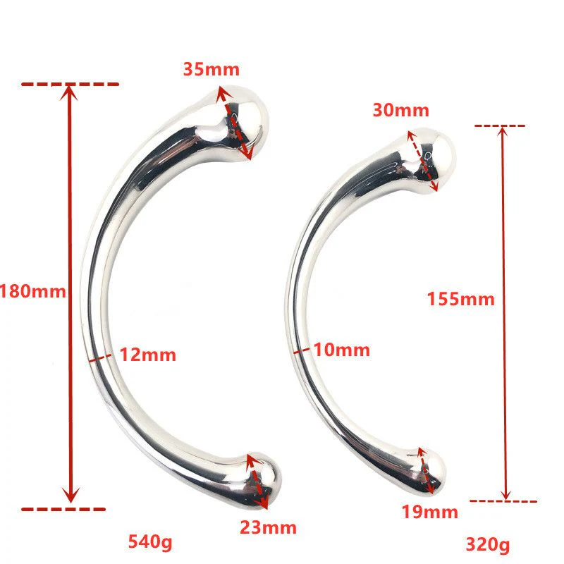 JOYGASMS Pure Solid Stainless Steel G Spot and P Spot Wand 11 inch Curved Double Ended Dildo