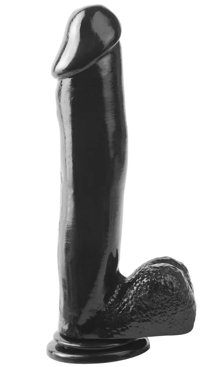 12 inch Dong with Suction Cup Mount Base Black Realistic Dildo
